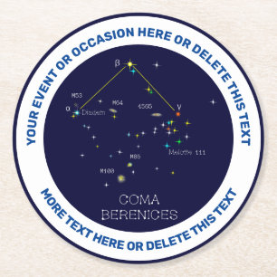 Norra hemisphere Constellation Coma Berenices Underlägg Papper Rund