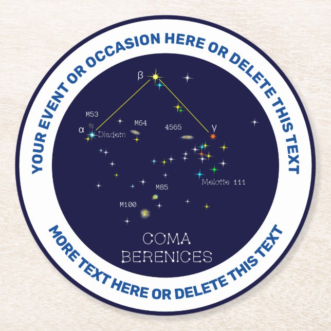 Norra hemisphere Constellation Coma Berenices Underlägg Papper Rund (Framsidan)