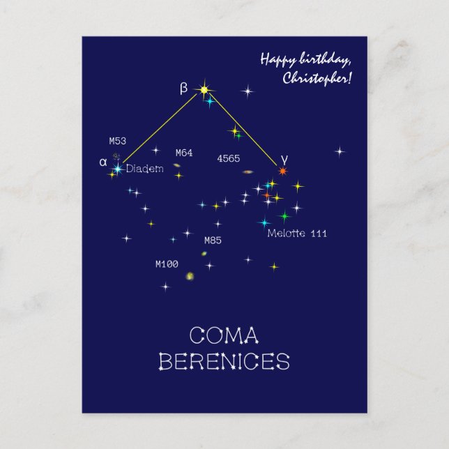 Norra hemisphere Constellation Coma Berenices Vykort (Framsida)