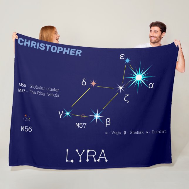 Norra Hemisphere Constellation Lyra Fleecefilt (På plats)