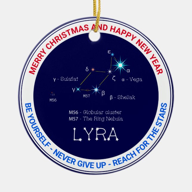 Norra Hemisphere Constellation Lyra Julgransprydnad Keramik (Framsidan)