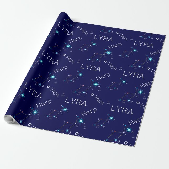 Norra Hemisphere Constellation Lyra Presentpapper (Utrullad)