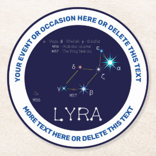 Norra Hemisphere Constellation Lyra Underlägg Papper Rund