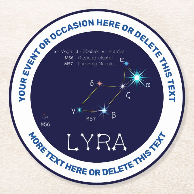 Norra Hemisphere Constellation Lyra Underlägg Papper Rund (Framsidan)