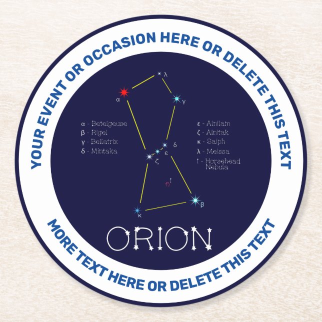 Norra hemisphere Constellation Orion Underlägg Papper Rund (Framsidan)