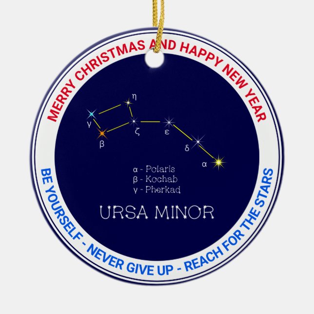 Norra hemisphere Constellation Ursa Minor Julgransprydnad Keramik (Framsidan)