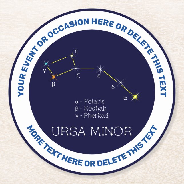 Norra hemisphere Constellation Ursa Minor Underlägg Papper Rund (Framsidan)