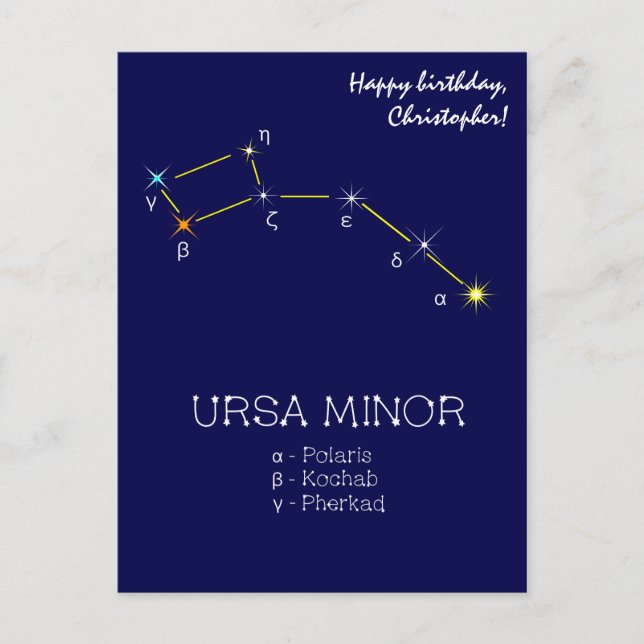 Norra hemisphere Constellation Ursa Minor Vykort (Framsida)
