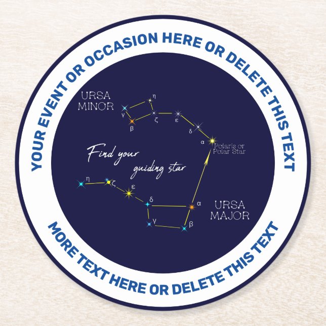 Norra Hemisphere Finding Polaris Star Underlägg Papper Rund (Framsidan)
