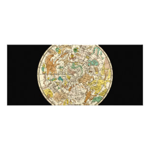 Norra Himlar-stjärndiagram och konstellationer Kar Reklamkort