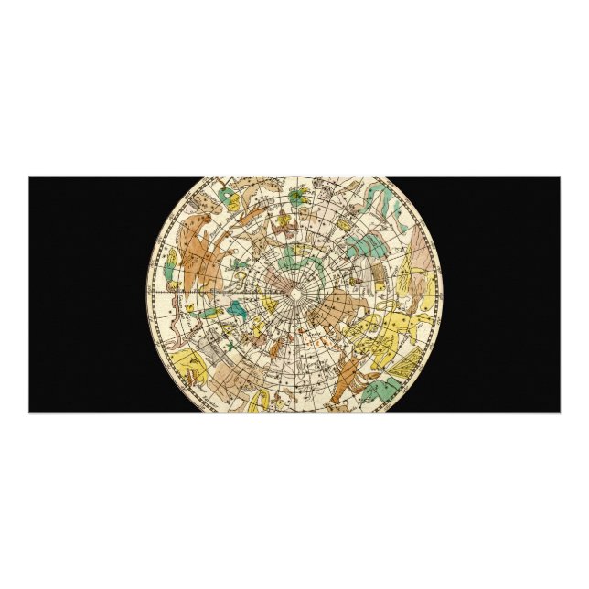 Norra Himlar-stjärndiagram och konstellationer Kar Reklamkort (Framsidan)