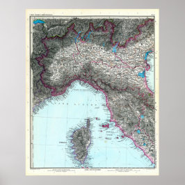 Norra Italien Karta (1891) Poster