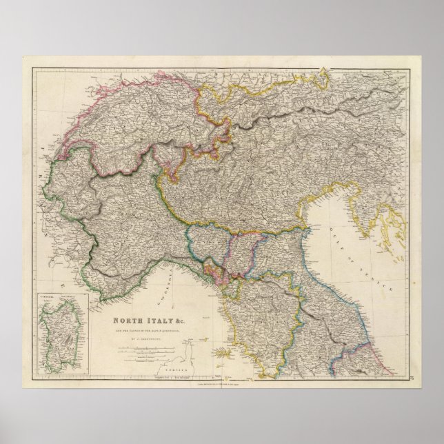 Norra Italien med Sardinien Poster (Framsidan)