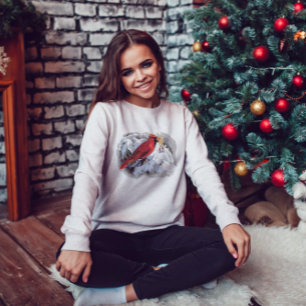 Norra kardinalen i snö-tröjan t shirt