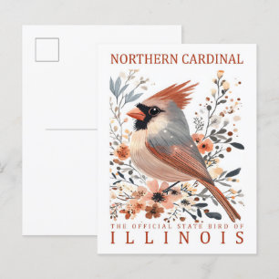 Norra kardinalfåglar i Illinois USA Travel Vykort