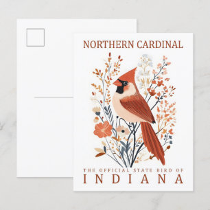 Norra kardinalfåglar i Indiana USA Travel Vykort
