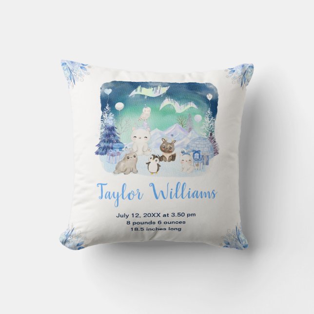 Norra Ljus Arktiska Djur Födelse Statistik Kudde (Framsida)