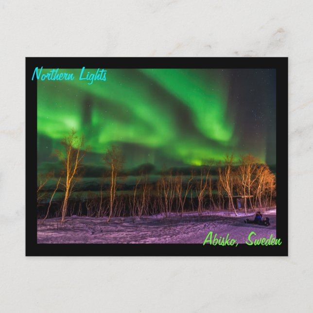 Norra Ljus Aurora Borealis Abisko Sverige Vykort (Framsida)