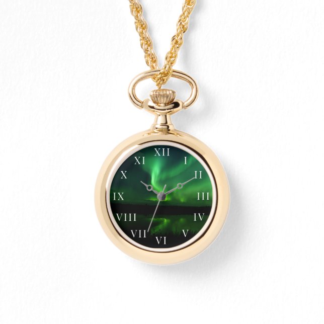 Norra Ljus Aurora Borealis Arktis Alaska Armbandsur (Framsida)