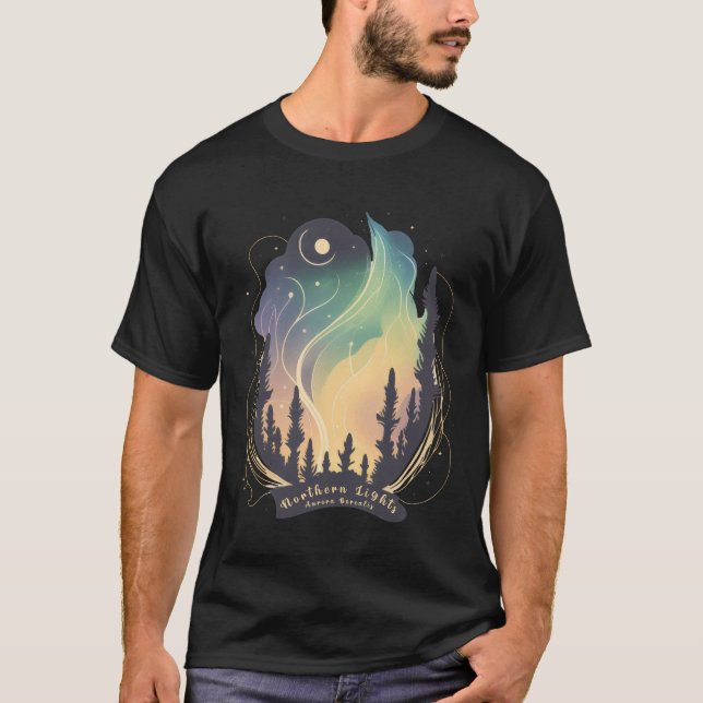 Norra Ljus Aurora Borealis BeSnys T Shirt (Framsida)