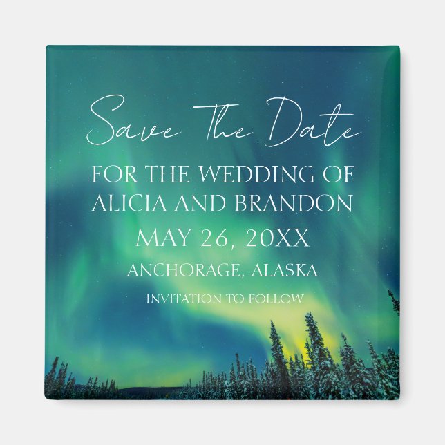 Norra Ljus Aurora Borealis Bröllop Magnet (Framsidan)