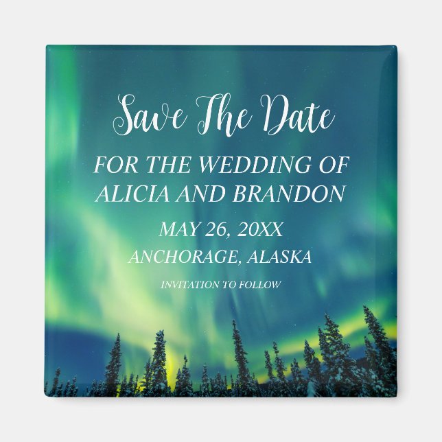 Norra Ljus Aurora Borealis Bröllop Magnet (Framsidan)