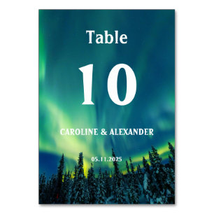 Norra Ljus Aurora Borealis Night Himlar Bröllop Bordsnummer