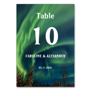 Norra Ljus Aurora Borealis Night Himlar Bröllop Bordsnummer