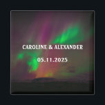 Norra Ljus Aurora Borealis Night Himlar Bröllop Magnet<br><div class="desc">Norra ljus,  Aurora Borealis Bröllop magnet. Natt himlar,  stjärnor,  bergsmagnet. Anpassa till Namn och datum för Bröllop.</div>