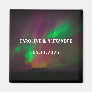 Norra Ljus Aurora Borealis Night Himlar Bröllop Magnet