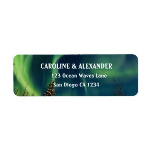 Norra Ljus Aurora Borealis Night Himlar Return Returadress Etikett