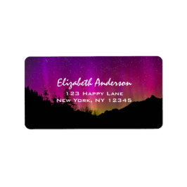 Norra Ljus Aurora Borealis Starry Night Himlar Adressetikett