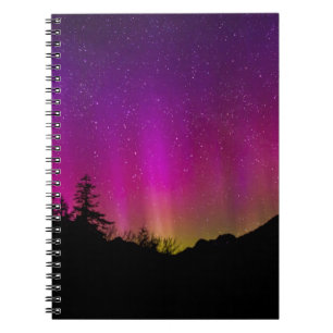 Norra Ljus Aurora Borealis Starry Night Himlar Anteckningsbok