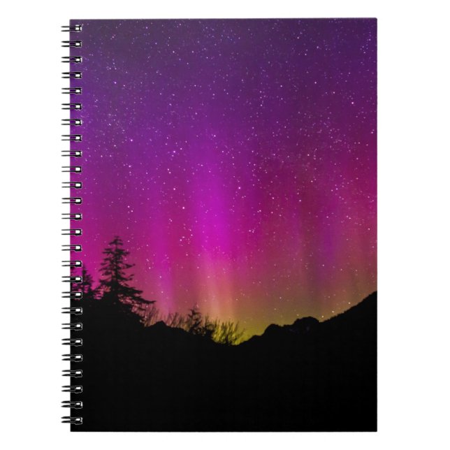 Norra Ljus Aurora Borealis Starry Night Himlar Anteckningsbok (Framsidan)