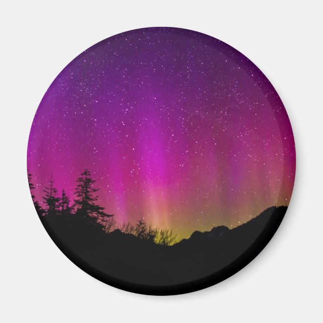 Norra Ljus Aurora Borealis Starry Night Himlar Magnet (Framsidan)
