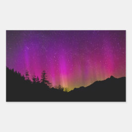Norra Ljus Aurora Borealis Starry Night Himlar Rektangulärt Klistermärke