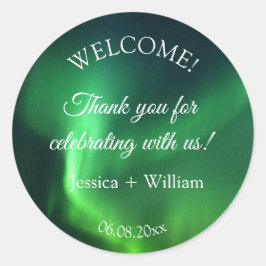 Norra Ljus Auroran Borealis Bröllop Runt Klistermärke