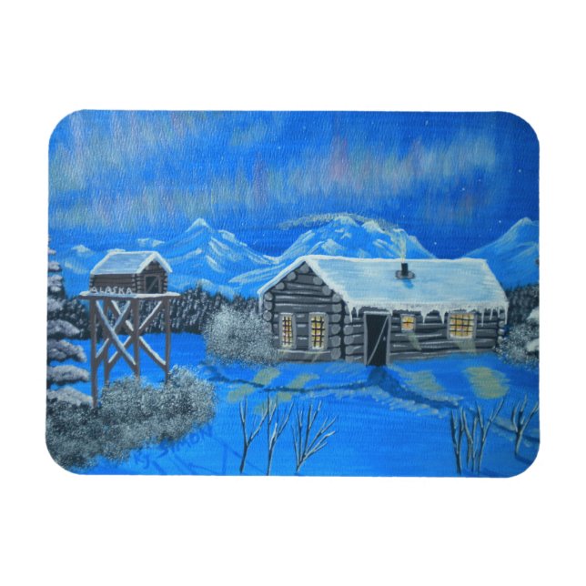 norra Ljus Cabin Magnet (Horisontell)