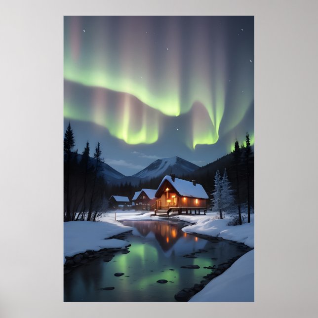 norra Ljus Cabin Poster (Framsidan)