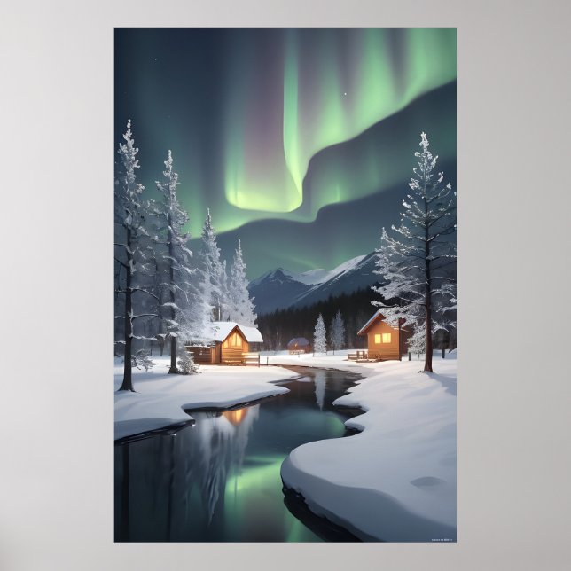 norra Ljus Cabin Poster (Framsidan)