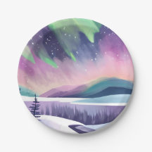 Norra Ljus, färggivande vinternatt | Vattenfärg