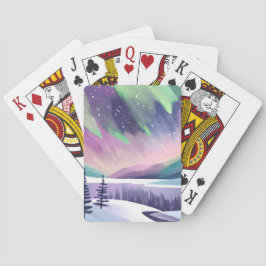 Norra Ljus, färggivande vinternatt | Vattenfärg Casinokort