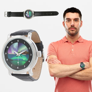 Norra Ljus i Alaska Collage Armbandsur