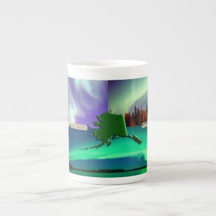 Norra Ljus i Alaska Collage Benporslin Mugg