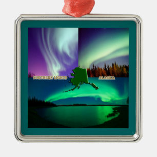 Norra Ljus i Alaska Collage Julgransprydnad Metall