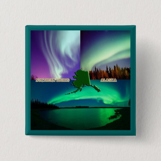 Norra Ljus i Alaska Collage Knapp (Framsida)