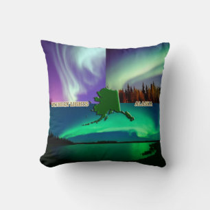 Norra Ljus i Alaska Collage Kudde