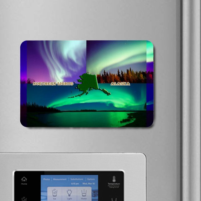 Norra Ljus i Alaska Collage Magnet (Northern Lights of Alaska Collage Flexible Magnet)