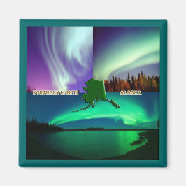 Norra Ljus i Alaska Collage Magnet
