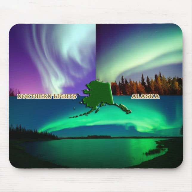 Norra Ljus i Alaska Collage Musmatta (Framsidan)